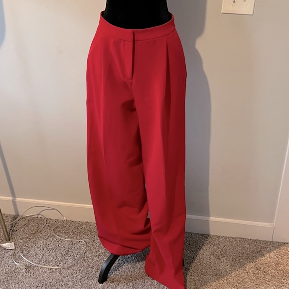 Missguided Peace + Love Red Wide leg Crepe Pant - Picture 6 of 10
